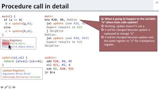 ISA 28 MIPS Procedure call in detail example [upl. by Anette]