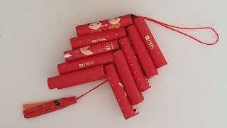 How to make CNY RED FIRE CRACKERS with hong bao packets Fun amp Easy Origami 简单折纸剪纸手工【用红包袋做新年鞭炮红炮竹】 [upl. by Bohun398]