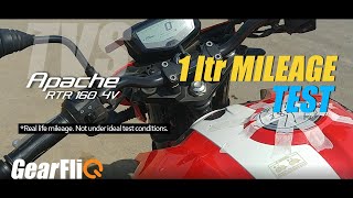 TVS Apache RTR 160 4V 1Ltr Mileage Test  GearFliQ [upl. by Cud]