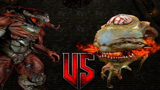 Cyberdemon vs Cacodemon  DOOM 3 Monster Infighting  RETRO ARENA  video game  boss battles [upl. by Naryk]