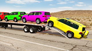 Flatbed Truck Mcqueen  Transportation with Truck  Pothole vs Car 196  BeamNGDrive [upl. by Weiner]