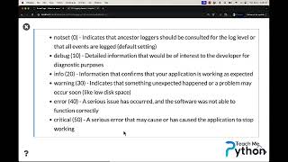 Python Logging  Lesson 02  Log Levels [upl. by Hcirdeirf]