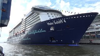 MEIN SCHIFF 4 am CC Altona  Nahe Vorbeifahrt auf Hafenfähre [upl. by Avelin326]