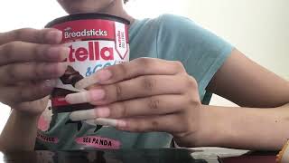 ASMR eating Nutella w breadsticks [upl. by Valaree]