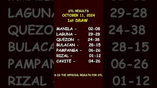 STL Result Today 1st Draw October 11 2024 shorts [upl. by Ailyn104]