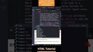 HTML Tutorial  Lesson 71 HTML Input Attributes  autocomplete Part 15 html htmltutorial css js [upl. by Viccora914]