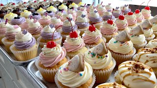 Decorating 200 Cupcakes in LESS than an Hour  Unedited Cupcake Decorating 4K [upl. by Vtarj]