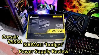 Corsair VS550 550Watt power supply review how many connectors cables and testing new model [upl. by Annovad]