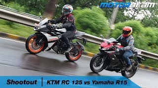 KTM RC 125 vs Yamaha R15 V3  Best Small Sport Bike  MotorBeam [upl. by Krik]