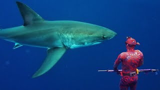 GREAT WHITE SHARK ENCOUNTER whilst SPEARFISHING NSW AUSTRALIA [upl. by Harbison952]