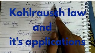 Electrochemistry06  kohlrausch law and its applications by SRGTuition [upl. by Ailla]