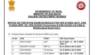 Railway Exam 2024 25 Calendar Out । rrb ntpc rpf loco pilot technician je exam date 2024 [upl. by Hsot502]