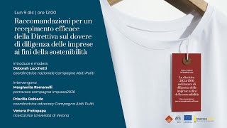 Presentazione policy paper sul recepimento della direttiva sul Dovere di diligenza [upl. by Asatan]