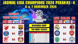 Jadwal Liga Champions 2024 Pekan ke 4 Live SCTV  REAL MADRID vs AC MILAN  INTER MILAN vs ARSENAL [upl. by Holland]