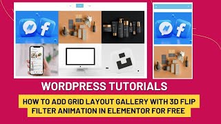 How to add Grid Layout Gallery With 3D Flip Filter Animation in Elementor For Free [upl. by Leviram721]