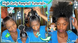 ✨Genie Ponytail Slayer Time Sleek High Curly Ponytail Using Human Hair Weave FtELFINHAIR [upl. by Yenahs888]