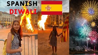 Celebrating Spanish Diwali Sant Joan festival 🇪🇸🇮🇳  Vic Barcelona Spain [upl. by Margy476]