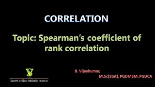 correlation  Spearmans coefficient of rank correlation [upl. by Eiznyl]