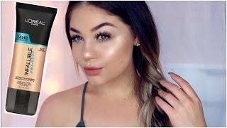 NEW LOreal PRO GLOW Foundation First Impression Review  Demo  Blissfulbrii [upl. by Aihseket635]