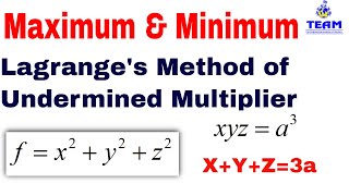 Maximum and Minimum of fxyz using Lagranges Multipliers [upl. by Sigmund]