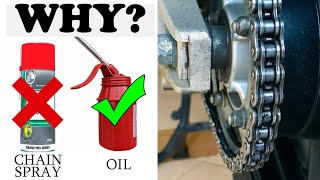 How To BEST LUBRICATE a Motorcycle Chain Whist Traveling  Use Heavy Duty Oil Not Chain Spray [upl. by Nirhtak331]