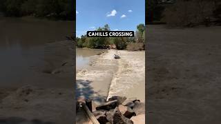 Cahills Crossing  Drivers VERY close call cahillscrossing saltwatercrocodile australia [upl. by Ytirev]