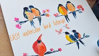 Watercolor Tutorial  Colorful Birds for beginners [upl. by Theressa293]