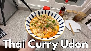 The Easiest Red Thai Curry Udon Noodles Soup Recipe  Late Night Cooking [upl. by Ahtan]