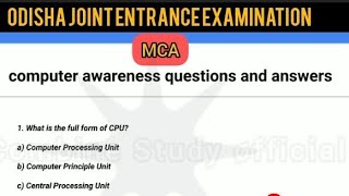 ojee MCA computer awareness questions and answers computer yt ytviral MCAojeeCpet comp [upl. by Ahsienad]