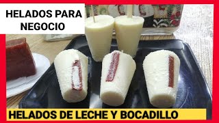 HELADOS CASEROS CREMOSOS DE LECHE Y BOCADILLOHELADOS GOURMET HELADO DE LECHE CON BOCADILLO [upl. by Nauqahs]