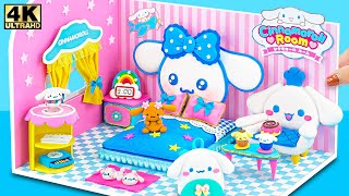 Building Sanrio Cinnamoroll Bedroom and Cutest Mini Backpack from Polymer Clay 💙 DIY Miniature House [upl. by Omari537]