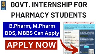 Govt Internship opportunity for Pharmacy Students  Internship in Pharmacovigilance at IPC [upl. by Lussi]