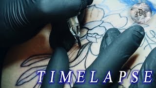 How to Tattoo Outline Lotus Flower TIME LAPSE [upl. by Aihgn]