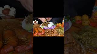 SPICY MUTTON CURRY PRAWNS CURRY CHICKEN🔥shorts asmr asmreating mukbang [upl. by Purvis36]