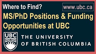 Where to Find MS amp PhD Positions and Funding Opportunities at The University of British Columbia [upl. by Sherr552]