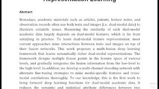 Measuring Similarity of Dual Modal Academic Data Based on Multi Fusion Representation Learning [upl. by Kynan]