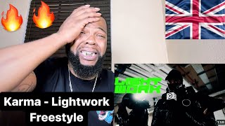 Karma  Lightwork Freestyle  AMERICAN REACTION🔥🇺🇸 [upl. by Yelmene]