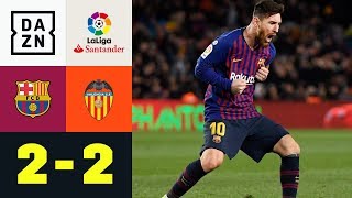 Lionel Messi Doppelpack Rekord amp Verletzung Barcelona  Valencia 22  La Liga  DAZN Highlights [upl. by Ezarras]