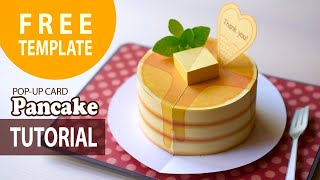 TUTORIALPancakespopup card FREE TEMPLATE DIY [upl. by Enirehs]