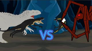 Indominus rex and Scorpius rex vs Giant spider  AUTO RPG Anything [upl. by Ahsekim]