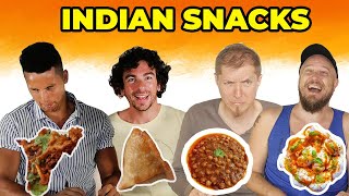 Foreigners Try Indian SNACKS for The First Time  SAMOSA  PAKORA  CHOLE CHAT  DAHI VADA [upl. by Macleod]