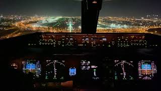 Boeing 777300ER Landing at Dubai  Cockpit View [upl. by Chantalle334]