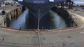 Time Lapse of Intrepid going into Dry Dock Bayonne NJ [upl. by Ybrik]