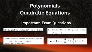 polynomialquadratic equations extra questions exam preparation easy and detailed explanation [upl. by Ahgiel215]