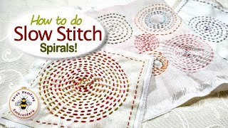 Easy tutorial on how to stitch spirals in your slow stitching embroidery projects [upl. by Naillij]