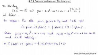 Beispiel zu linearen Abbildungen Teil I  Mathematik Video Erklärung [upl. by Aroled860]