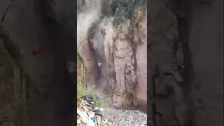 Cutting landslide pokhara seti riverpokharariver setishorts [upl. by Anahsahs]