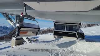 Doppelmayr Dline Parking of the chairs on Vangsliekspressen Oppdal skisenter Norway [upl. by Malin]