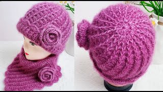 Spiral unique pattern with rose women hat tutorial [upl. by Mair101]