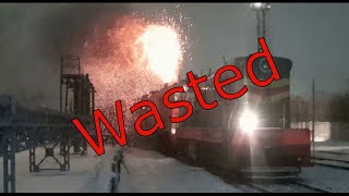 How the diesel locomotive dies A lot of smoke and fire from the engine exhaust pipe Russian trains [upl. by Bezanson717]